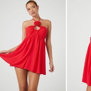 Chiffon Rosette Halter
Mini Dress